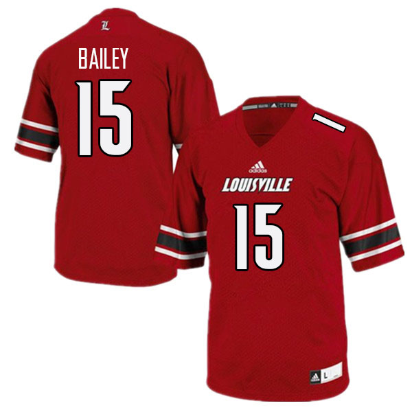 Men #15 Harrison Bailey Louisville Cardinals College Football Jerseys Stitched Sale-Red